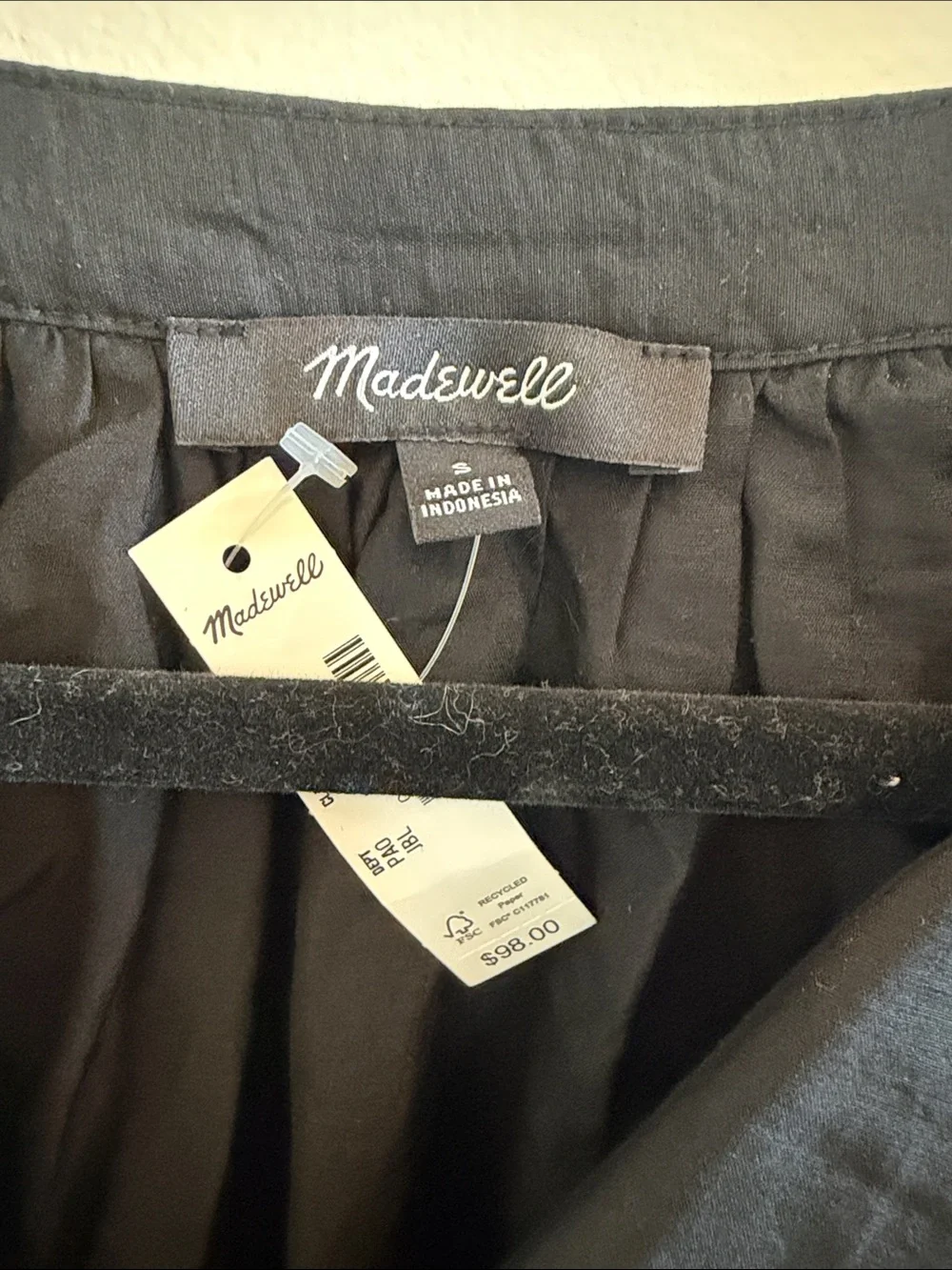Madewell Black V-Neck Peasant Blouse - Picture 3 of 4